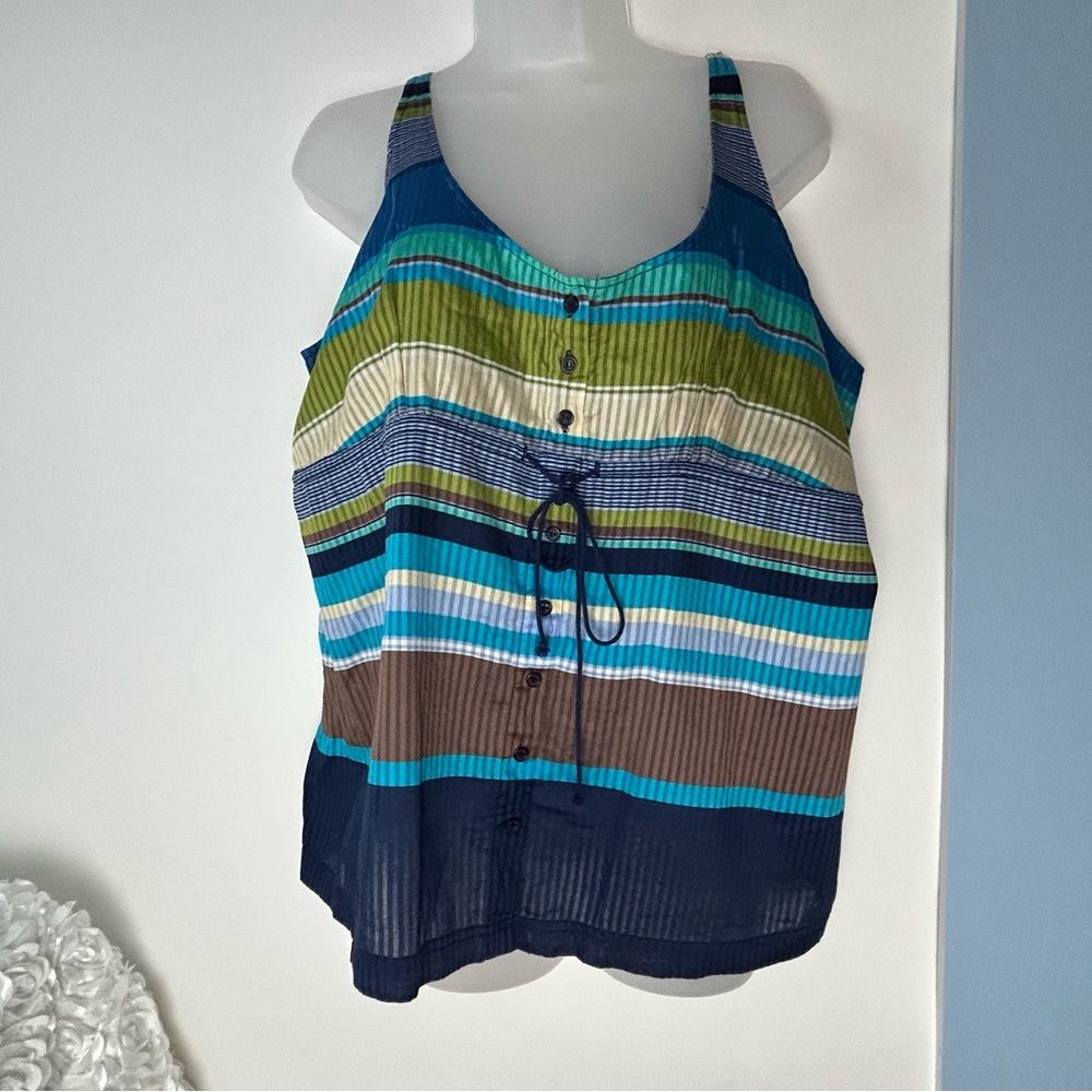 New York & Company Sleeveless Blouse Stripes XL